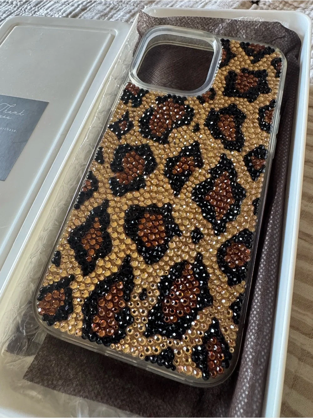 Swarovski Leopard Crystal Phone Case - Gold & Black